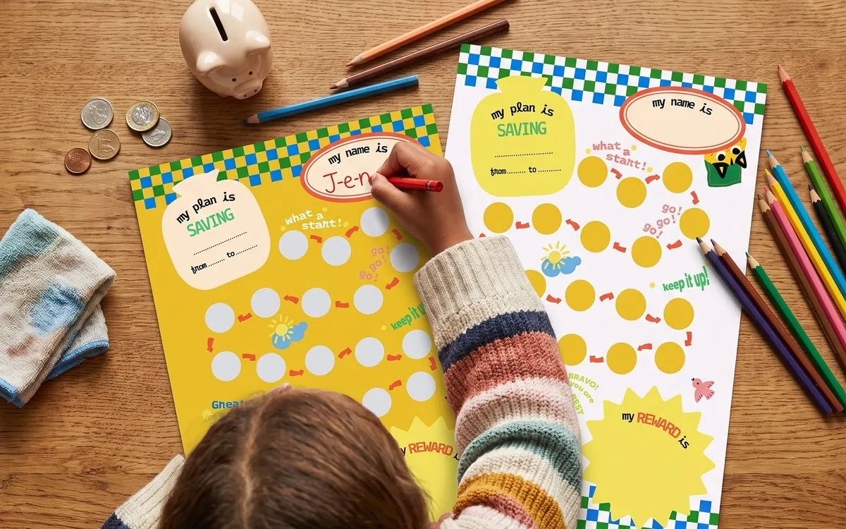 A child filling in the tracker
