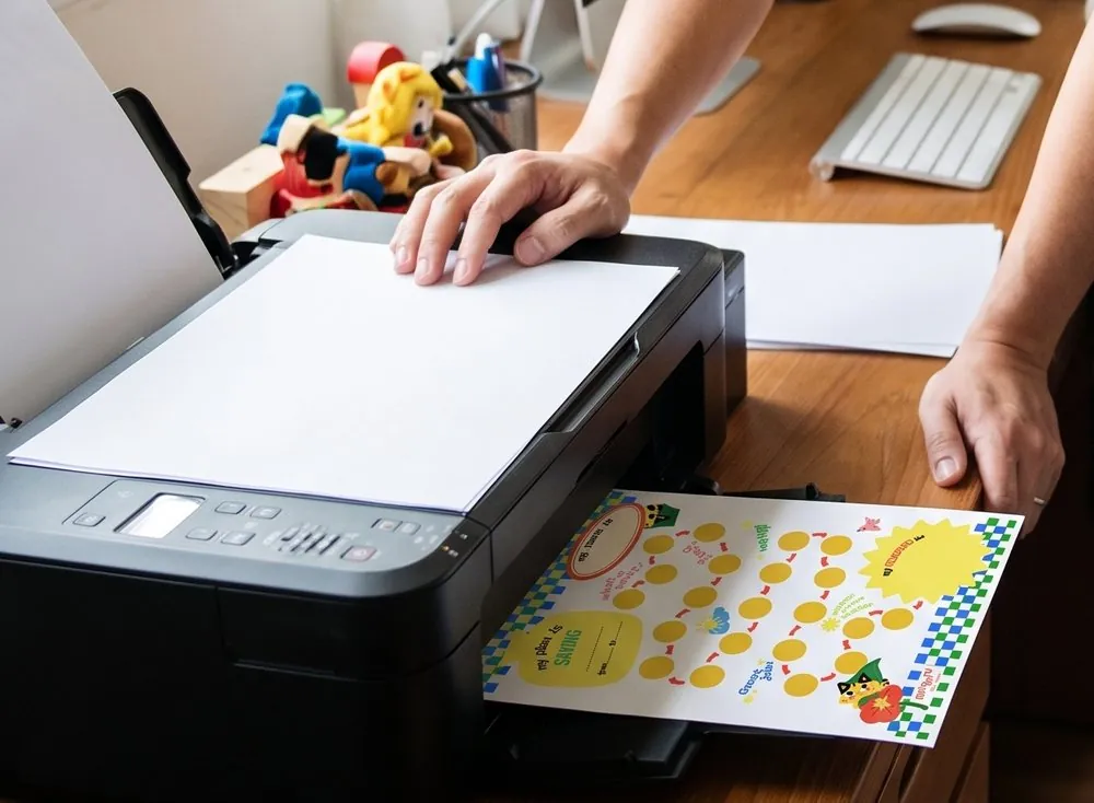 The tracker coming out of a home printer
